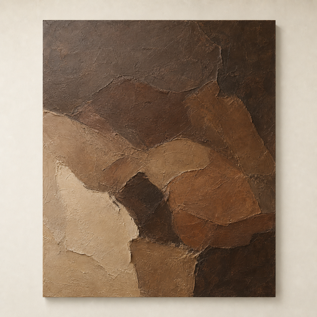 TX007 dark brown plaster texture painting front view