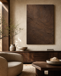 TX007 dark brown plaster texture painting in warm office lounge