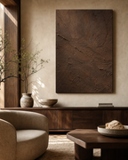 TX007 dark brown plaster texture painting in warm office lounge