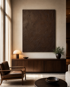 TX007 dark brown plaster texture painting size reference above credenza
