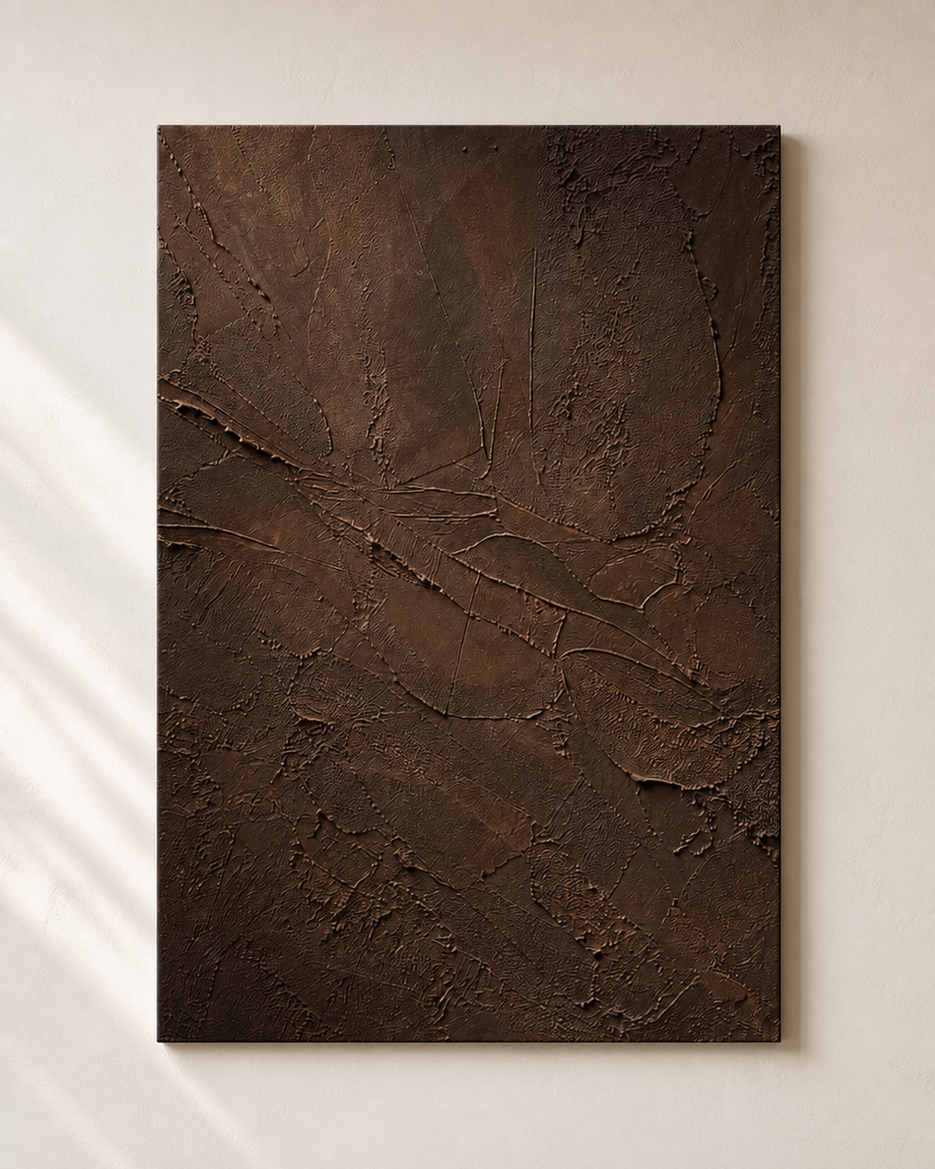 TX007 dark chocolate brown textured wall art front view