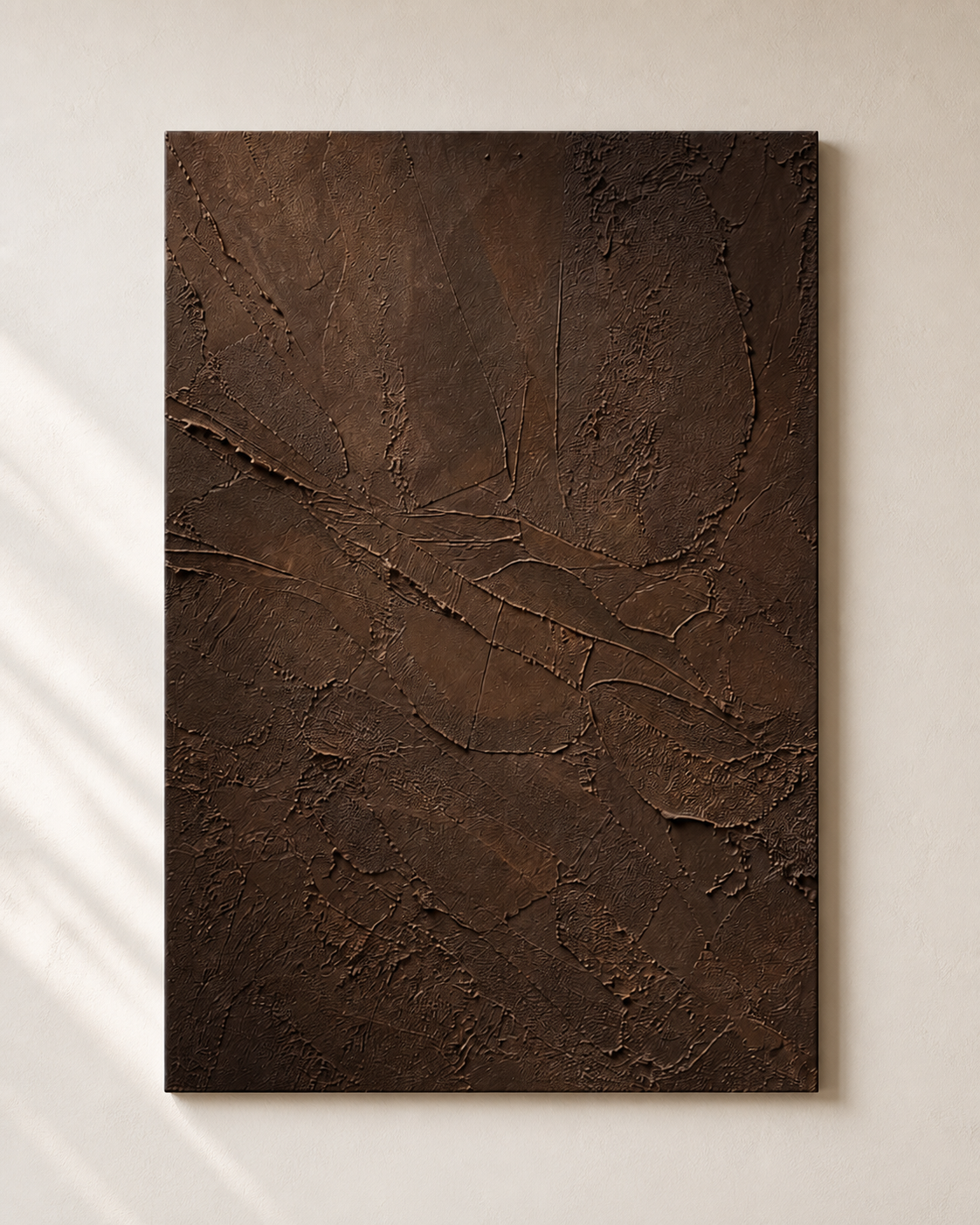 TX007 dark chocolate brown textured wall art front view