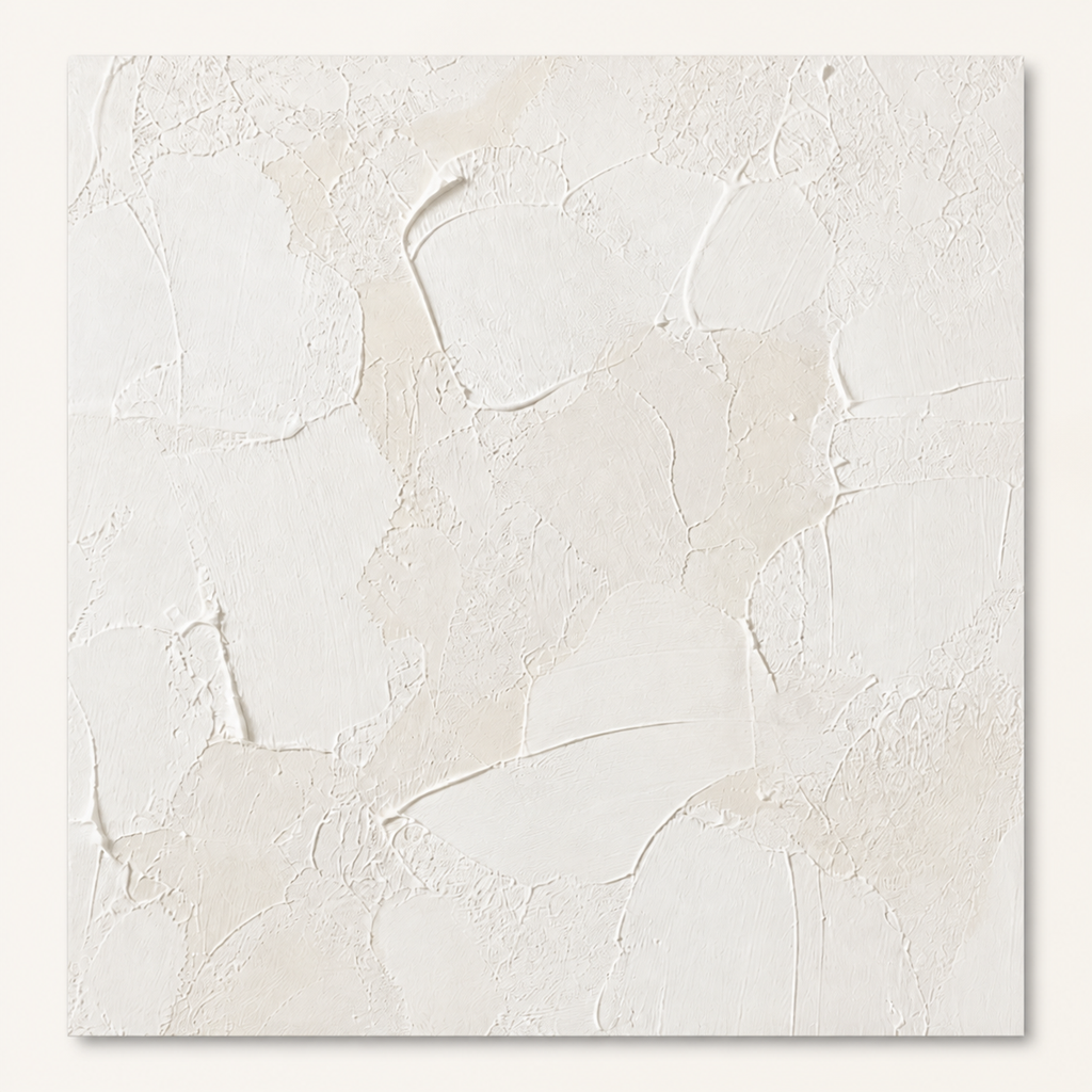 White Wabi-Sabi Textured Canvas Art #TX010 front view