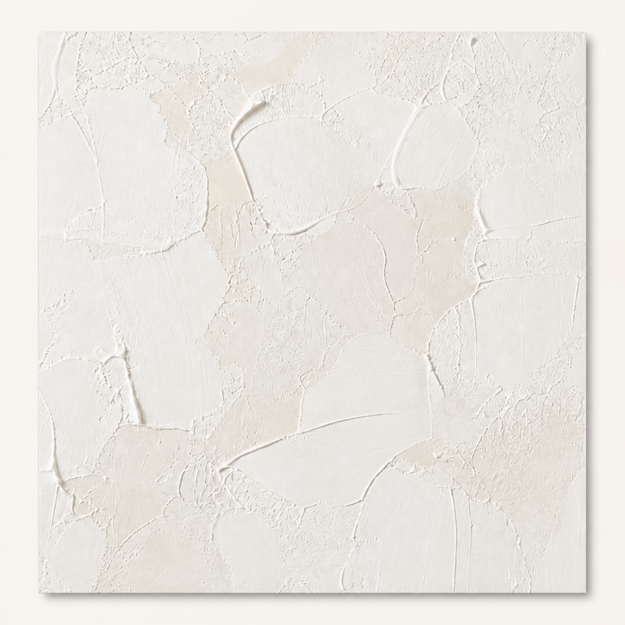 White Wabi-Sabi Textured Canvas Art #TX010 front view