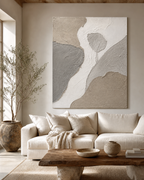 Gray Beige Wabi-Sabi Canvas Art #TX013 displayed in a styled interior