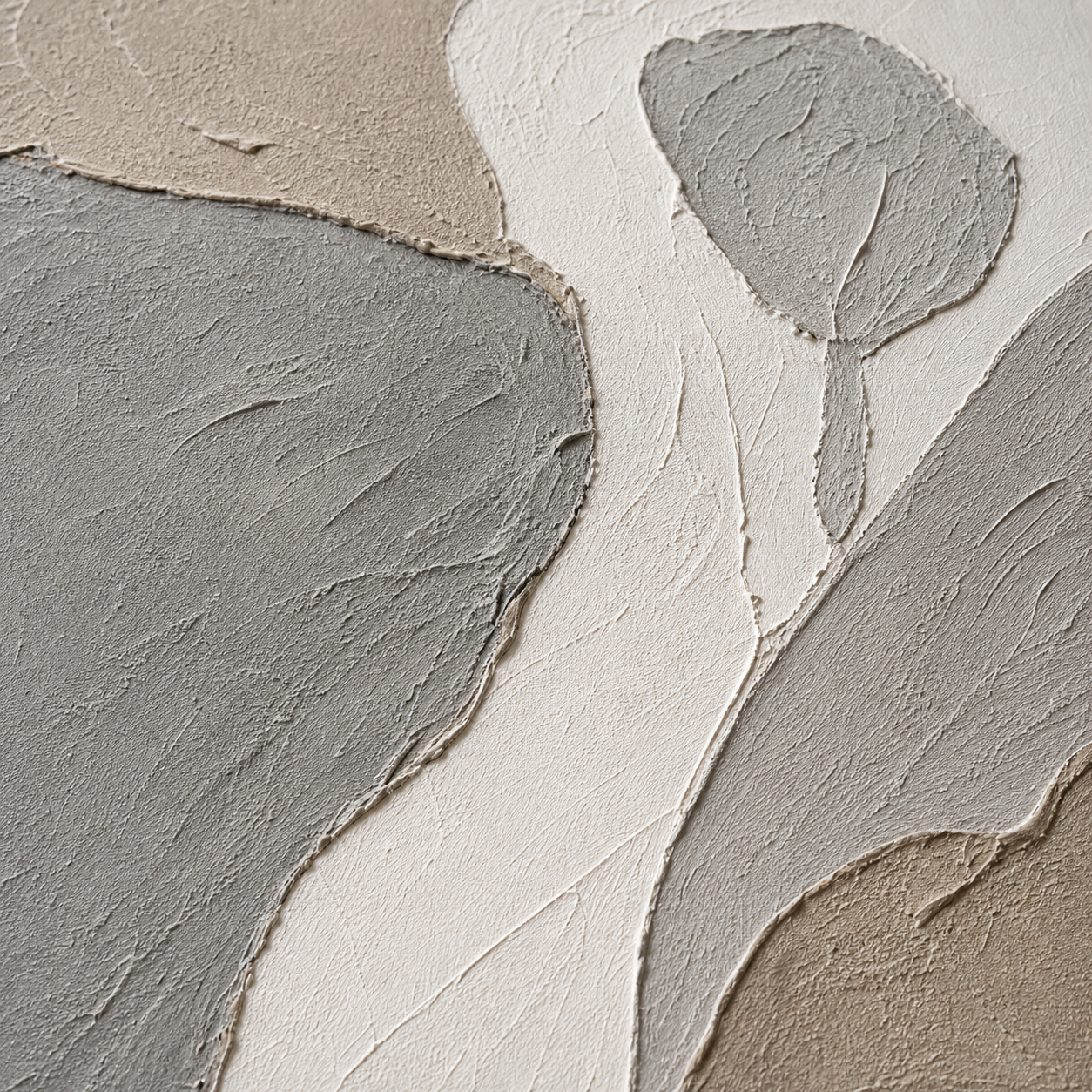 Close-up of hand-painted texture and brushwork in Gray Beige Wabi-Sabi Canvas Art #TX013