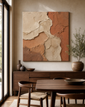 Clay Brown Wabi-Sabi Wall Painting #TX014 displayed in a styled interior