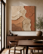 Clay Brown Wabi-Sabi Wall Painting #TX014 displayed in a styled interior