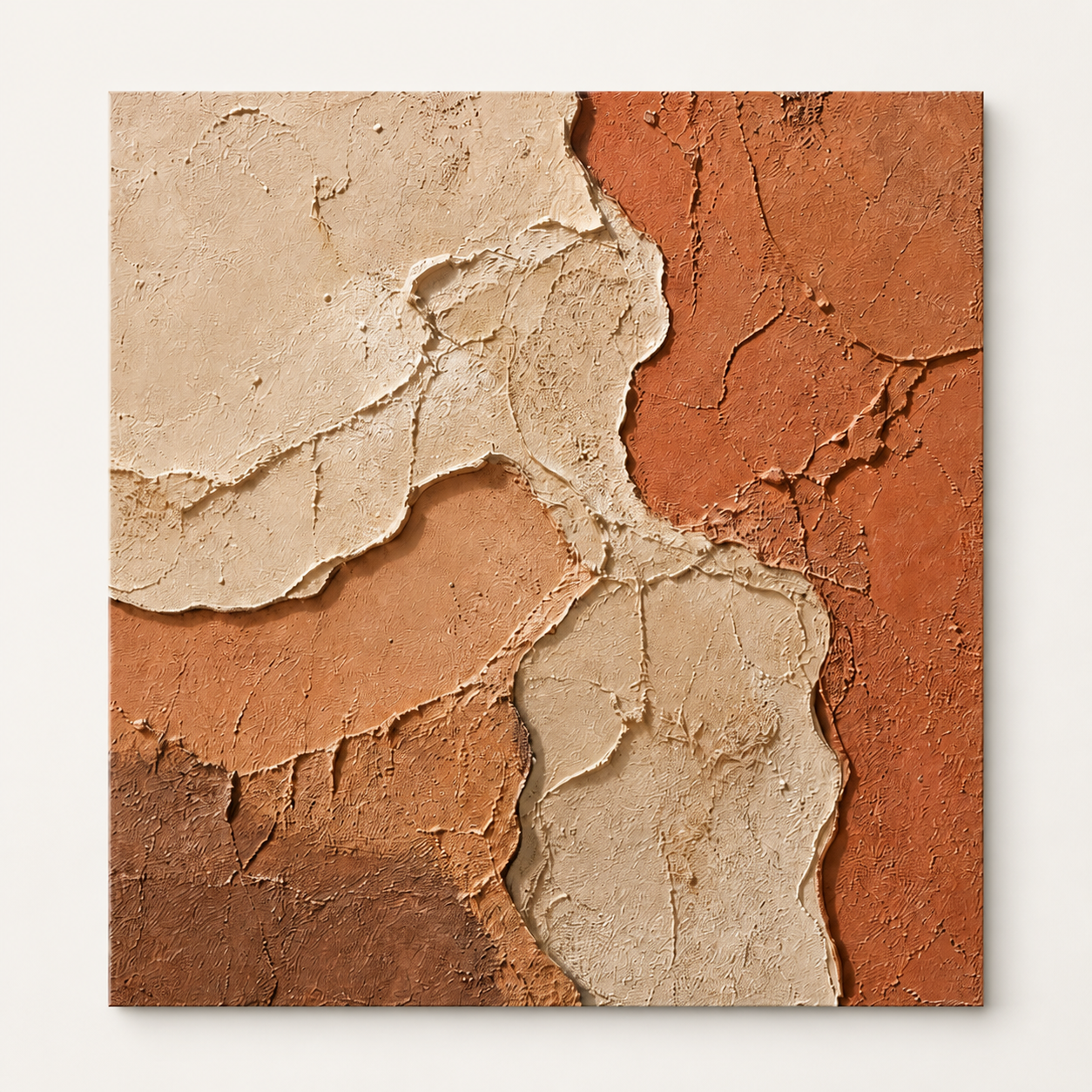Front view of Clay Brown Wabi-Sabi Wall Painting #TX014, showing the complete composition